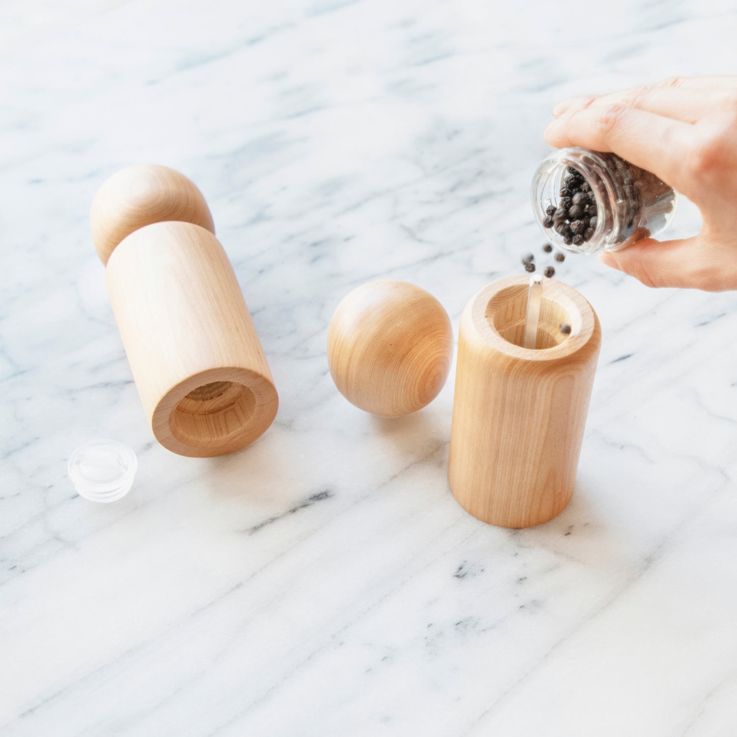 ash wood spice mil salt shaker pepper grinder kitchen utensil small