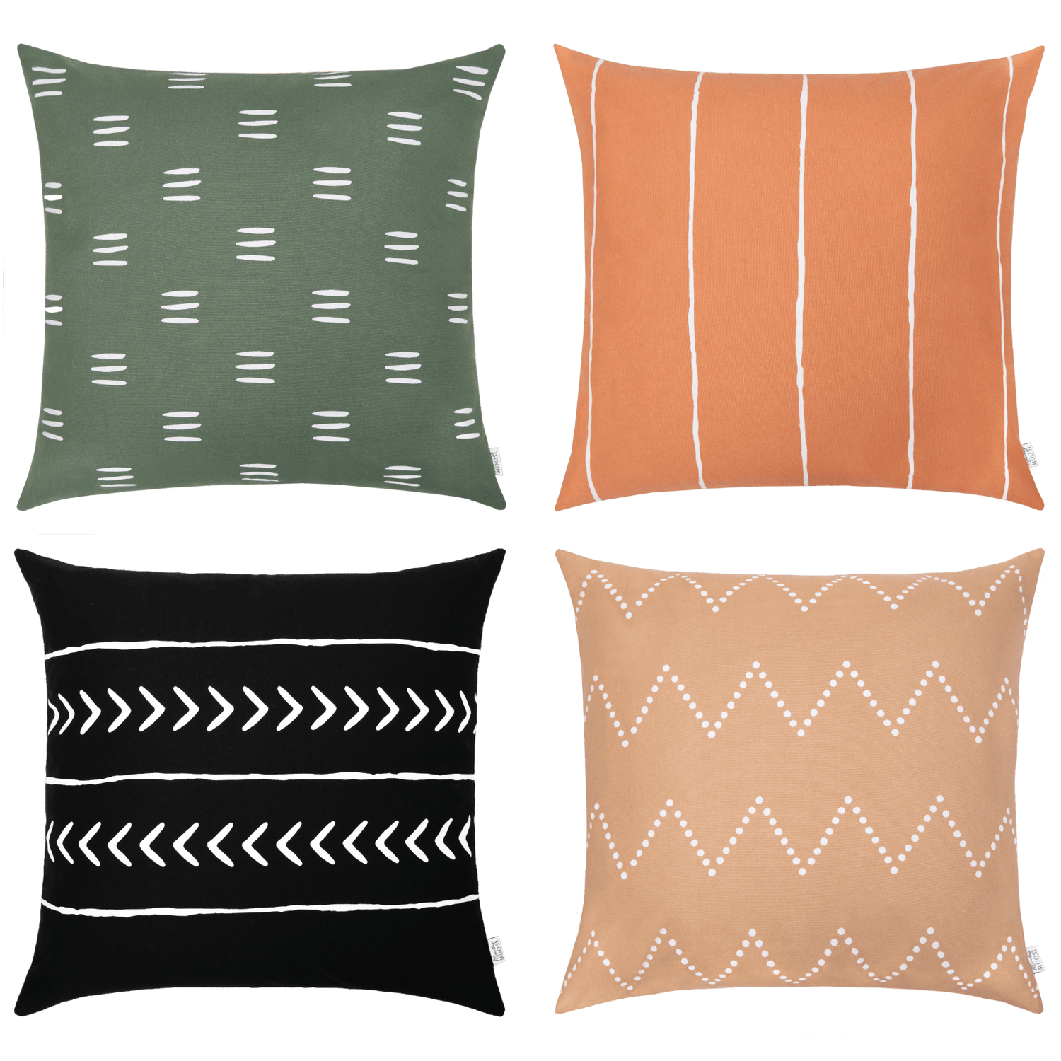 boho bohemian cotton printed decorative throw pillow covers green beige orange black