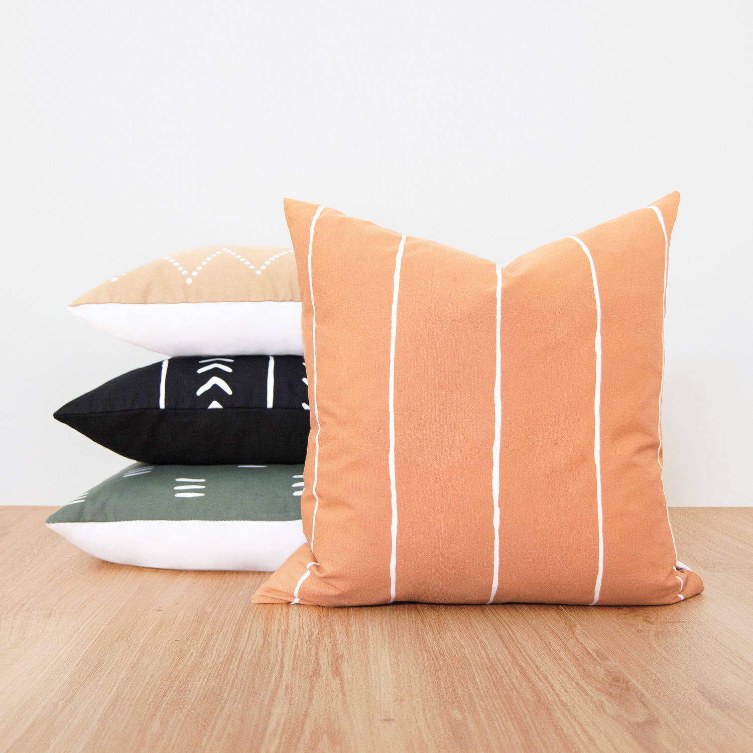 boho bohemian cotton printed decorative throw pillow covers green beige orange black