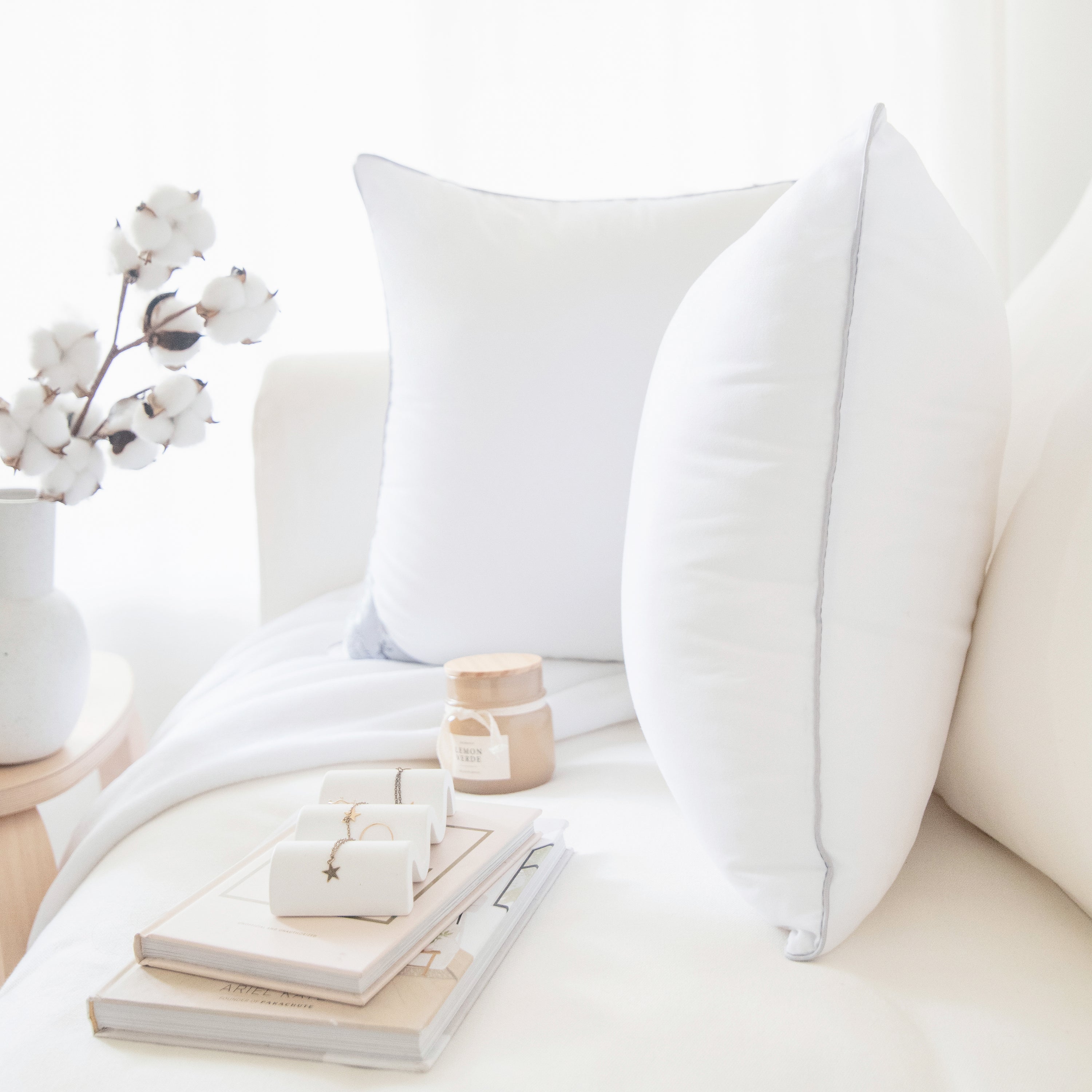 pillow insert set of 2 microfiber polyester filling home decor piping