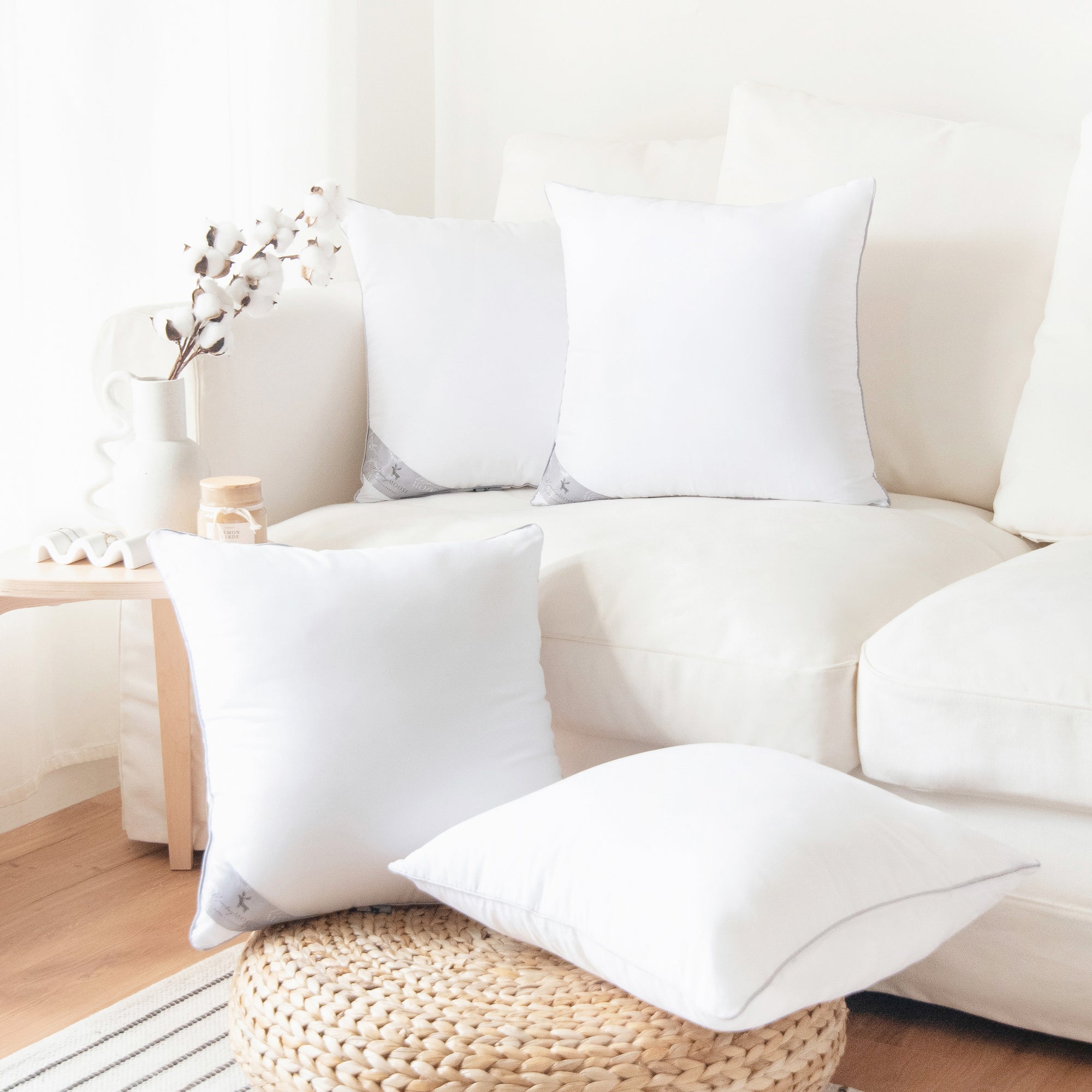 pillow insert set of 4 microfiber polyester filling home decor piping
