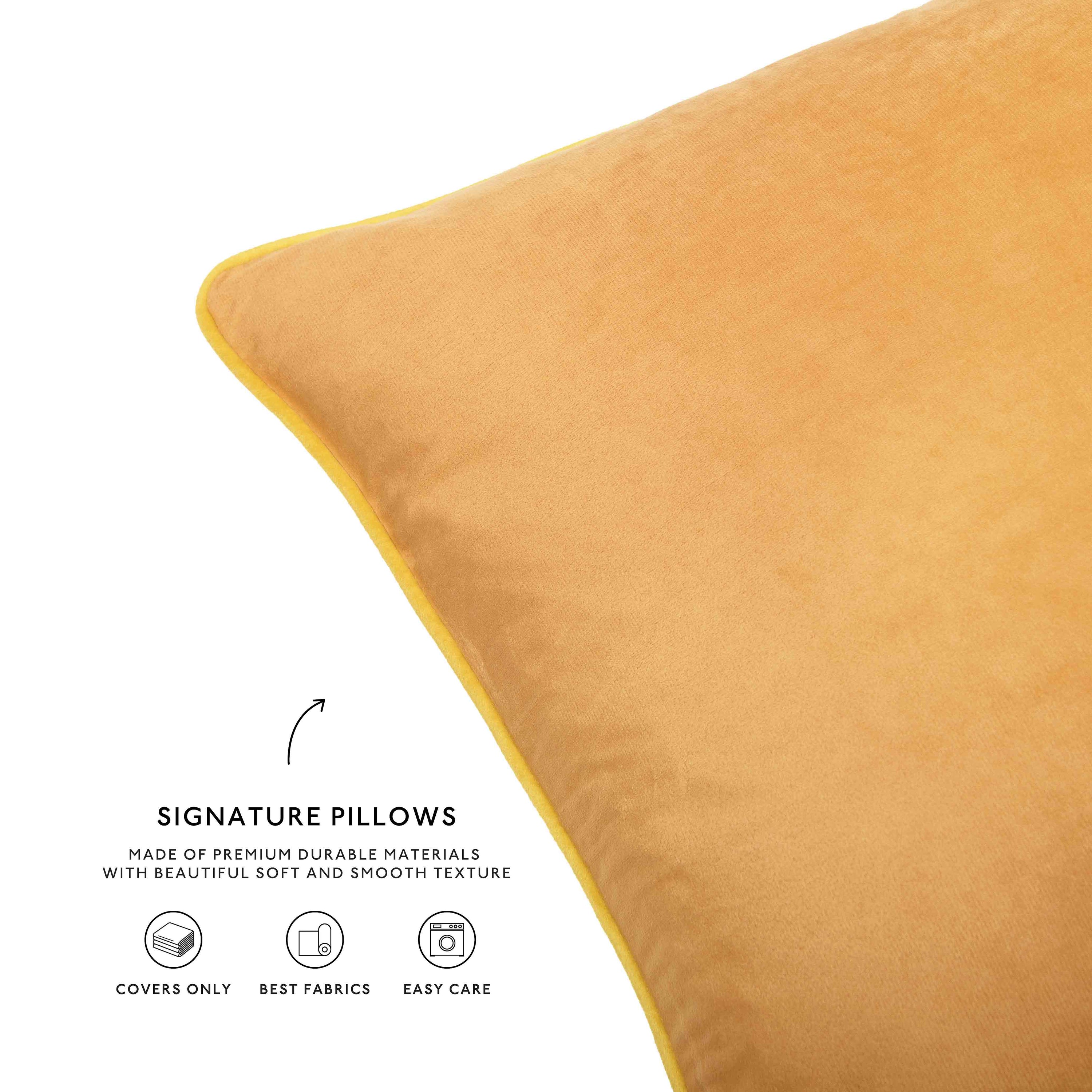 yellow ochre pink decorative throw pillow covers piping soft reversible square home decor