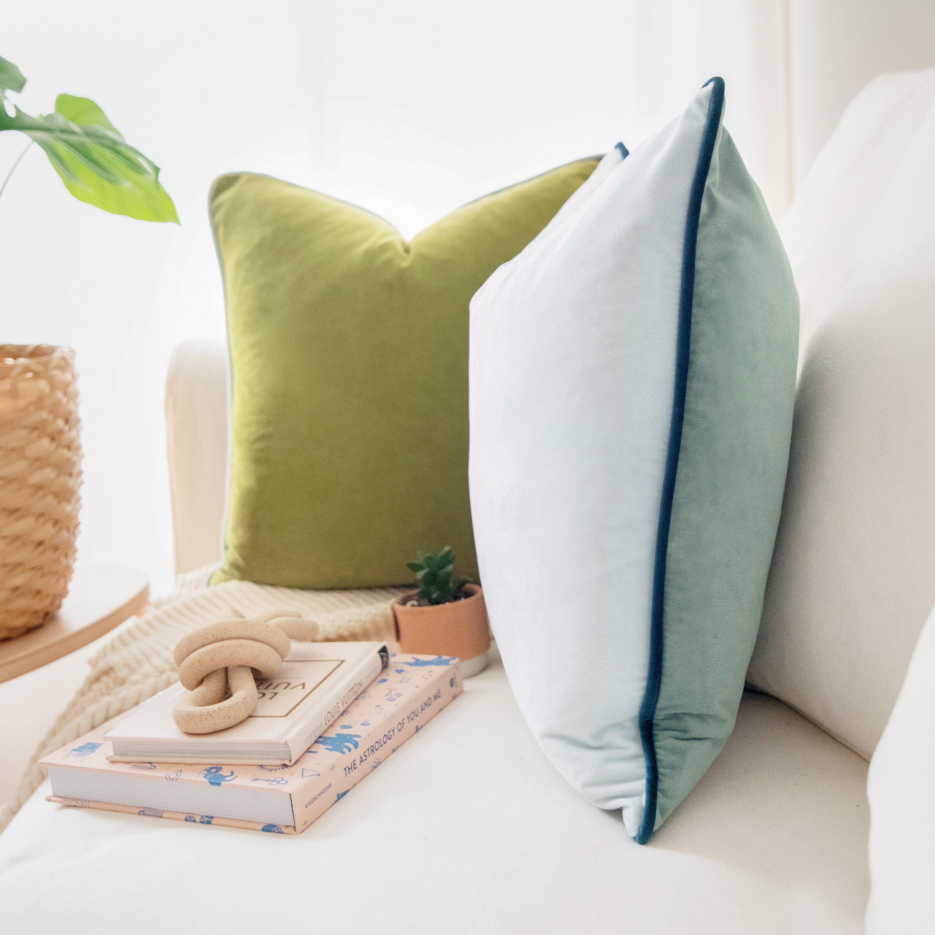 olive green teal light blue decorative throw pillow covers velvet soft