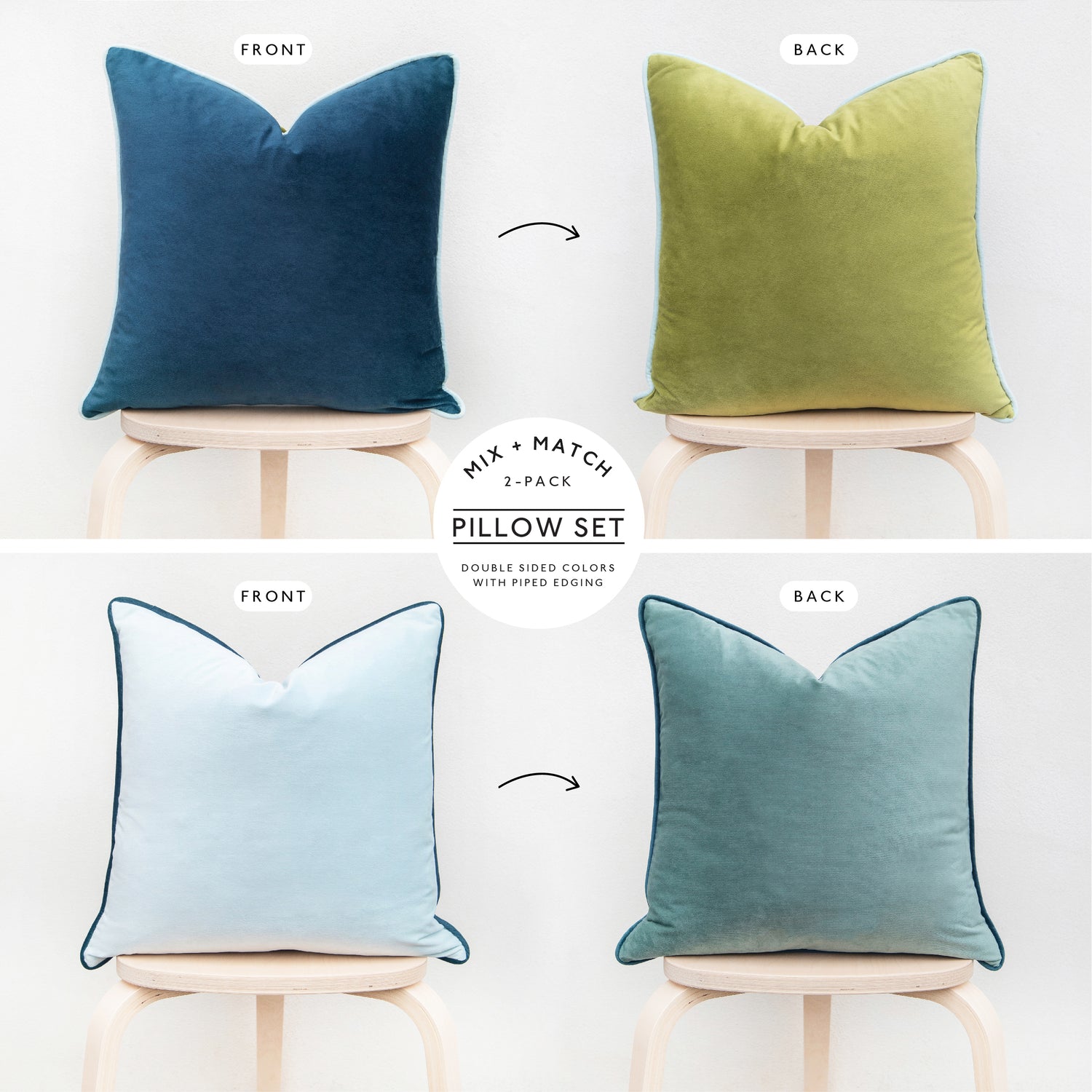 olive green teal light blue decorative throw pillow covers velvet soft