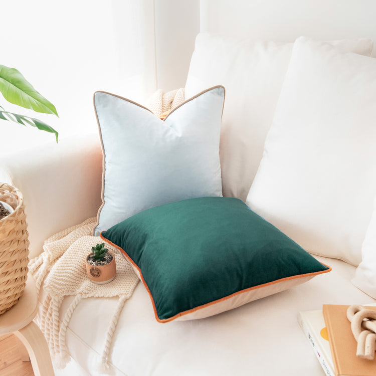 orange green beige light blue decorative throw pillow covers velvet soft