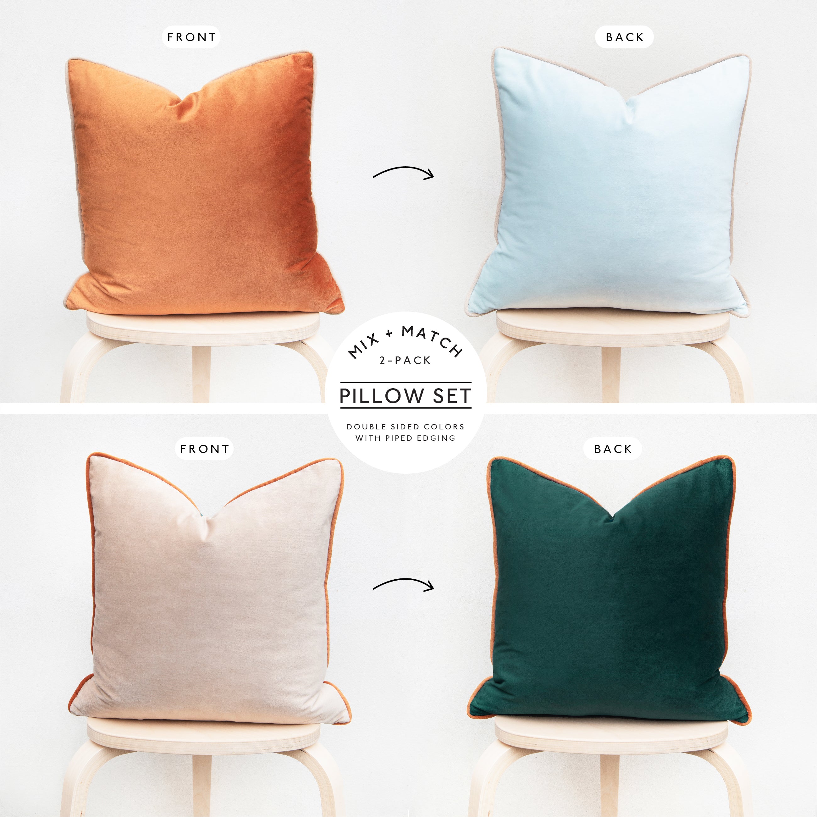 orange green beige light blue decorative throw pillow covers velvet soft