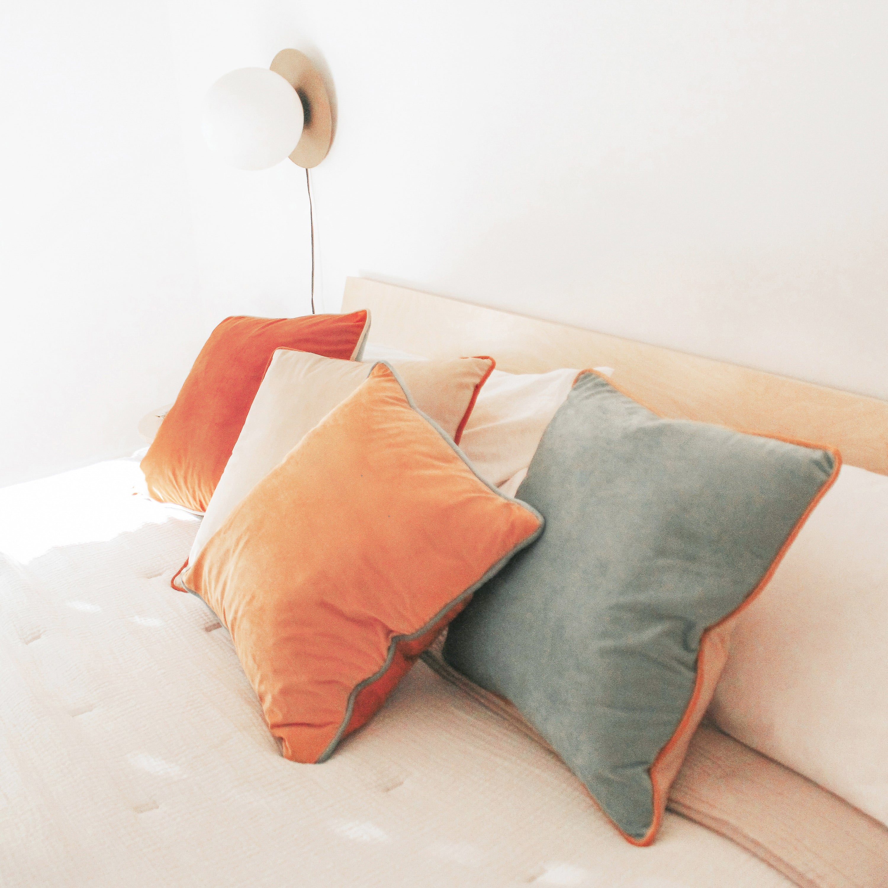 beige yellow teal orange decorative throw pillow covers piping soft reversible square home decor