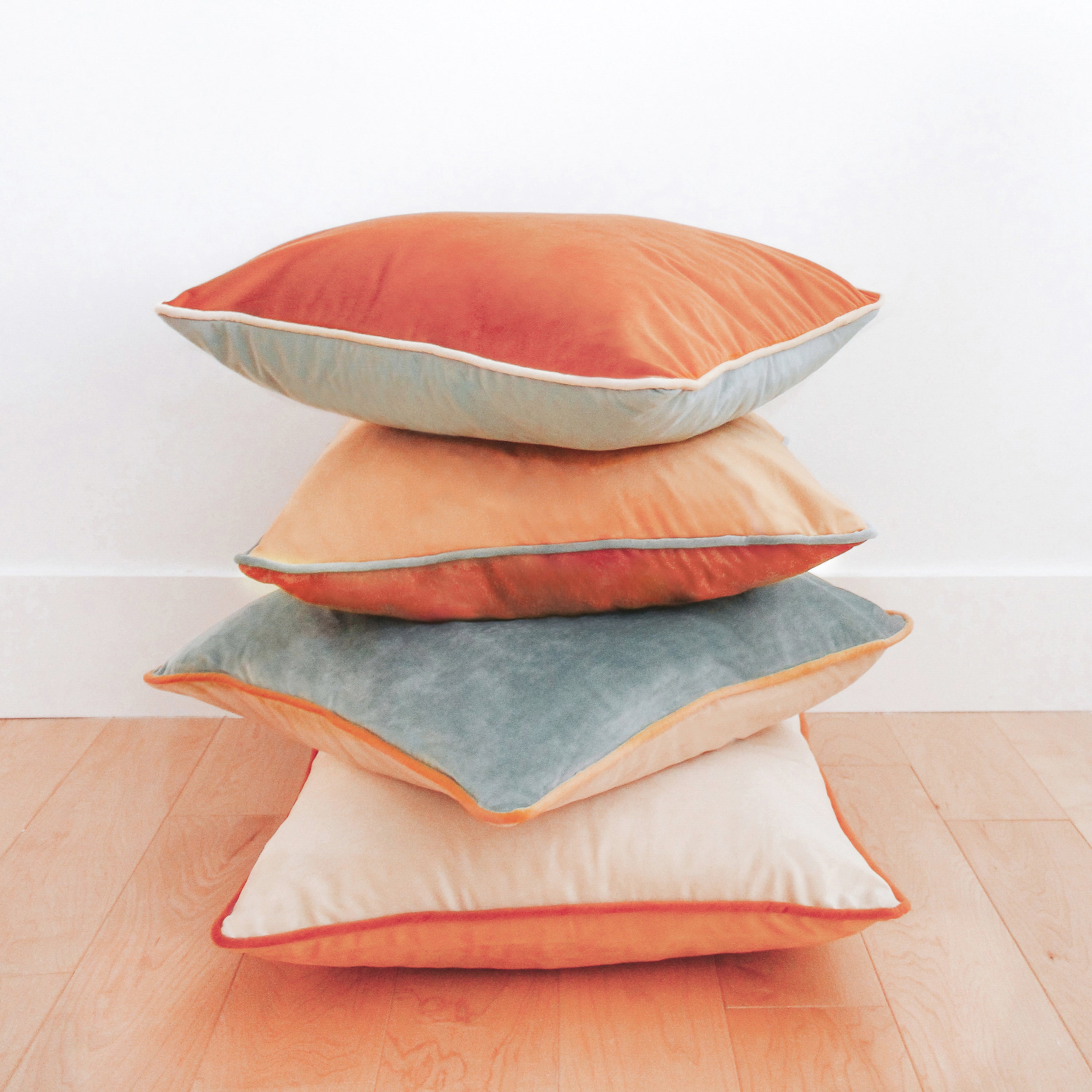 beige yellow teal orange decorative throw pillow covers piping soft reversible square home decor