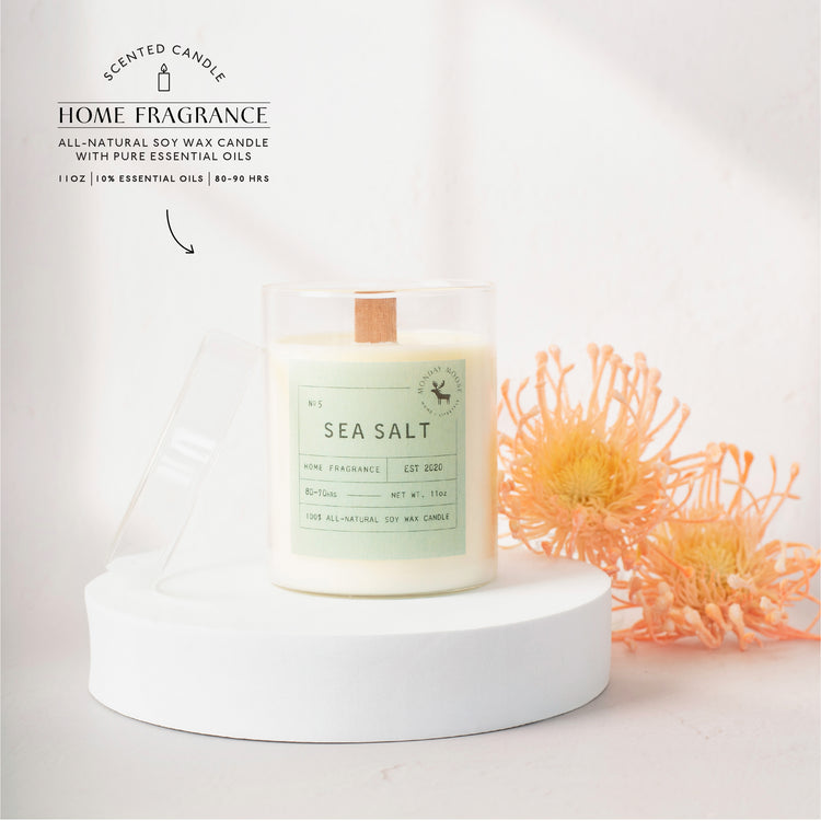 soy wax scented candle home fragrance sea salt