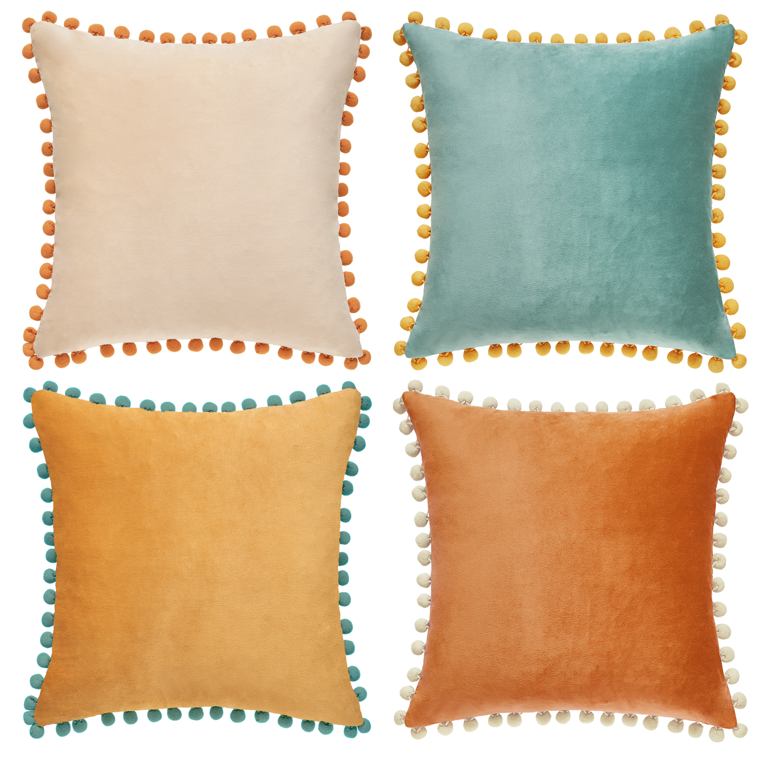 Monday Moose Decorative Throw Pillow Covers, Set of 4 Velvet Double-Sided  Designs, Pillow Inserts Not Included (18x18 inch, Orange/Teal) 