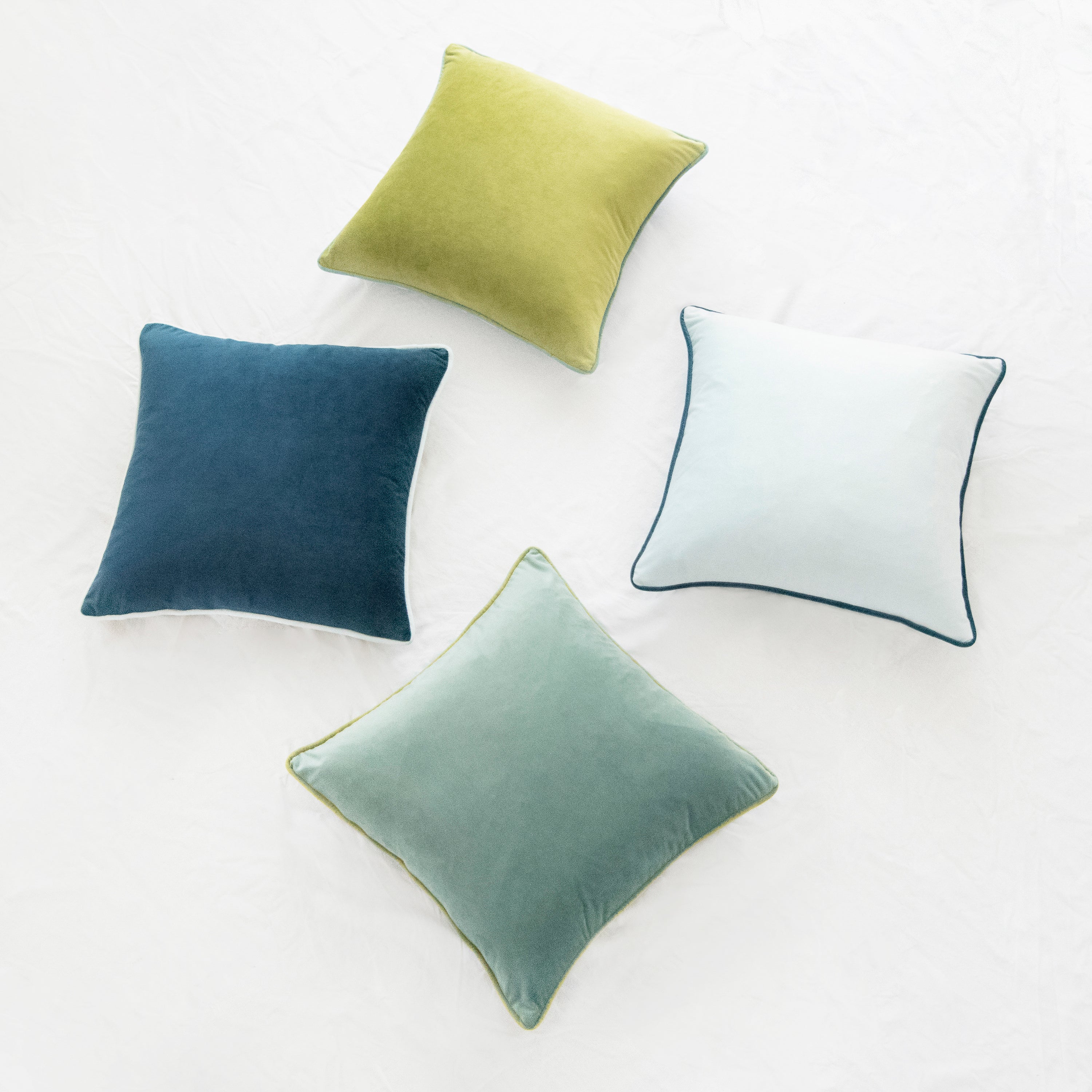 blue green olive light velvet pillow covers decorative soft square home decor