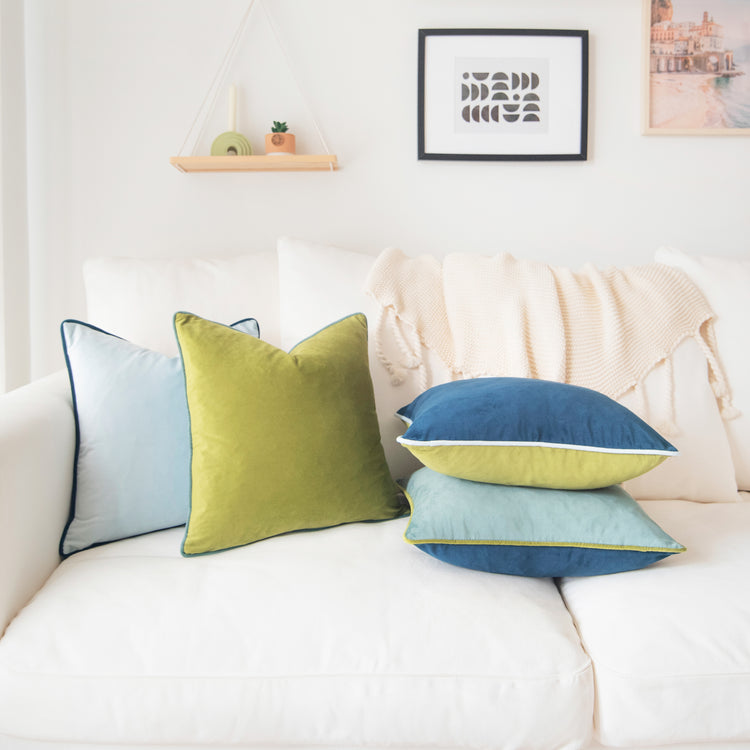 blue green olive light velvet pillow covers decorative soft square home decor