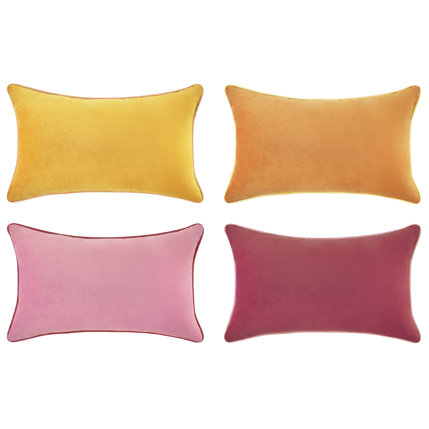 yellow ochre pink decorative throw pillow covers piping soft reversible rectangle home decor