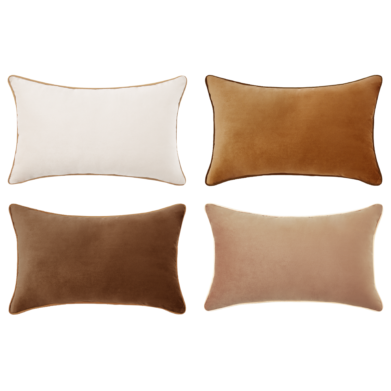 brown beige caramel decorative throw pillow covers piping soft reversible rectangle home decor