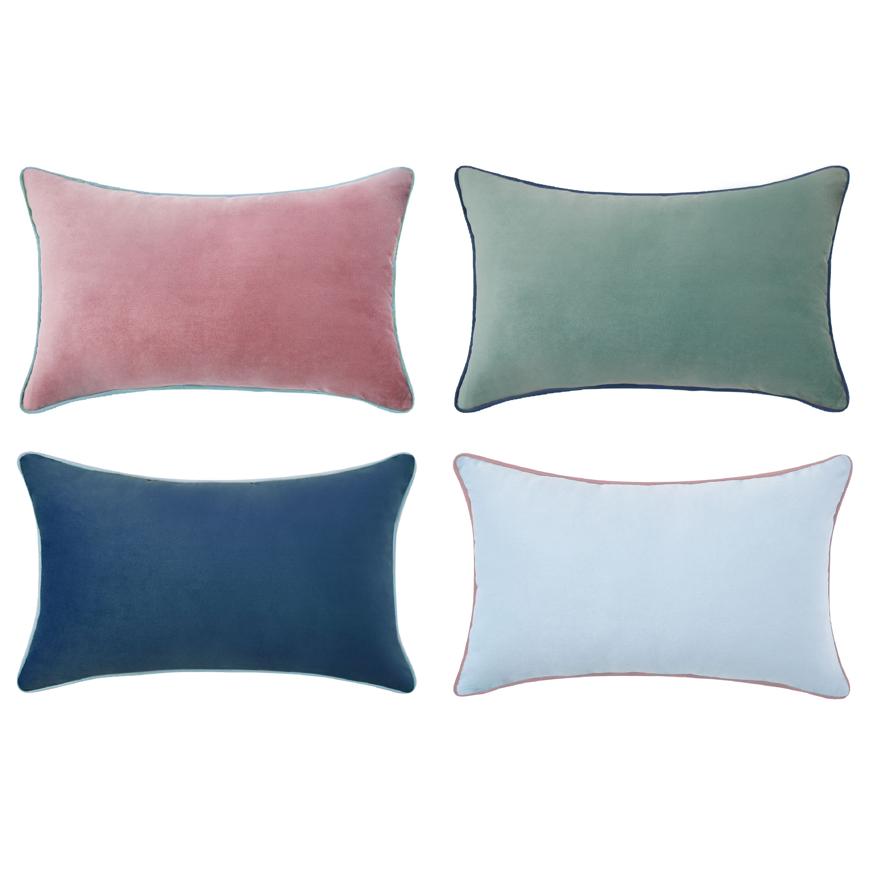 green pink teal blue light decorative throw pillow covers piping soft reversible rectangle home decor