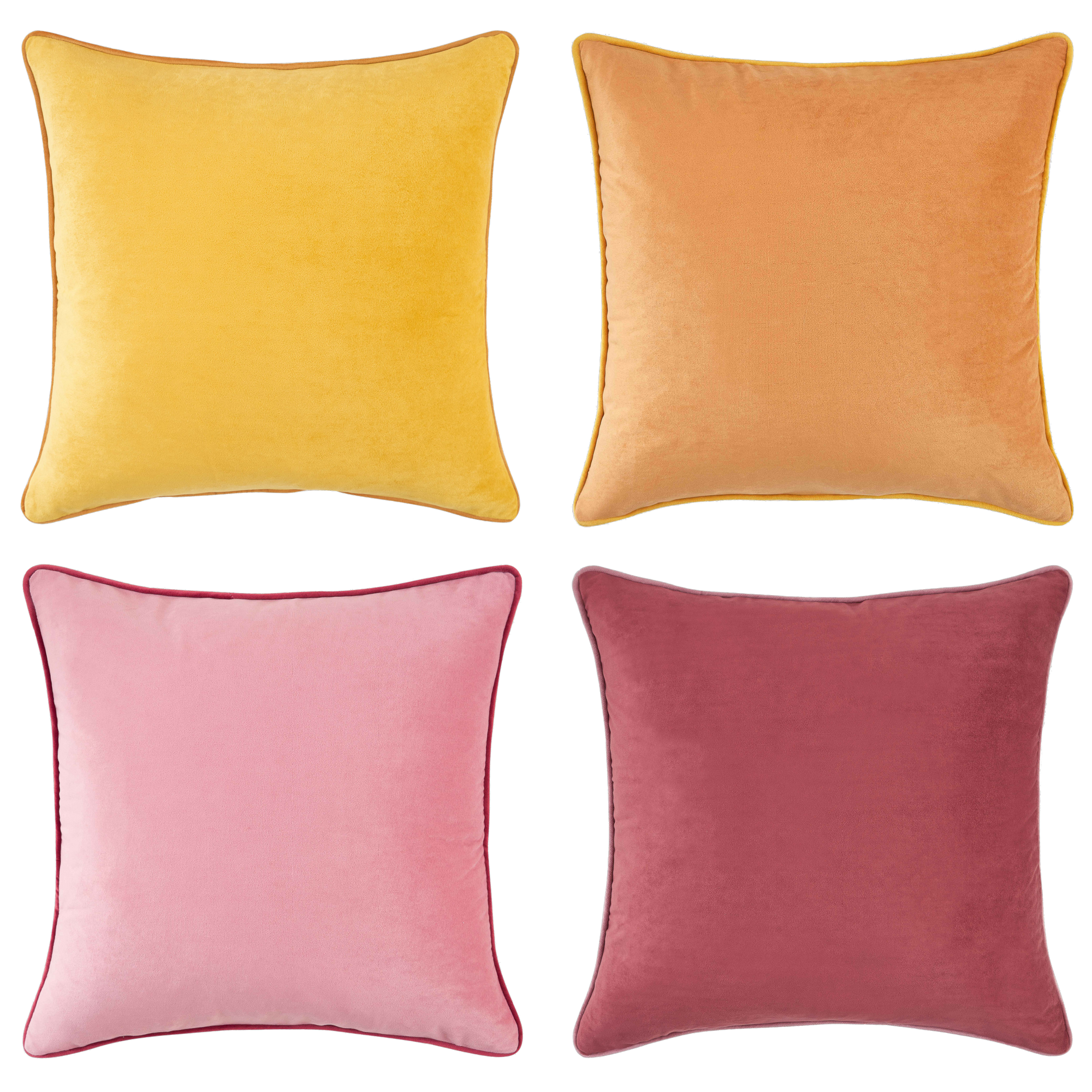 yellow ochre pink decorative throw pillow covers piping soft reversible square home decor