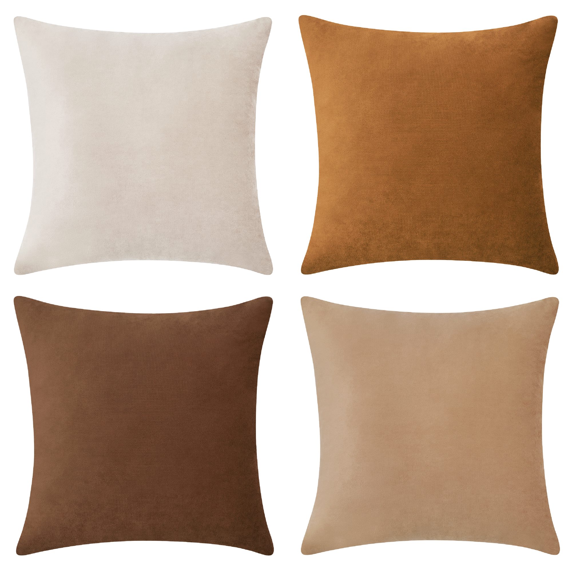 brown beige caramel velvet decorative throw pillow covers square home decor