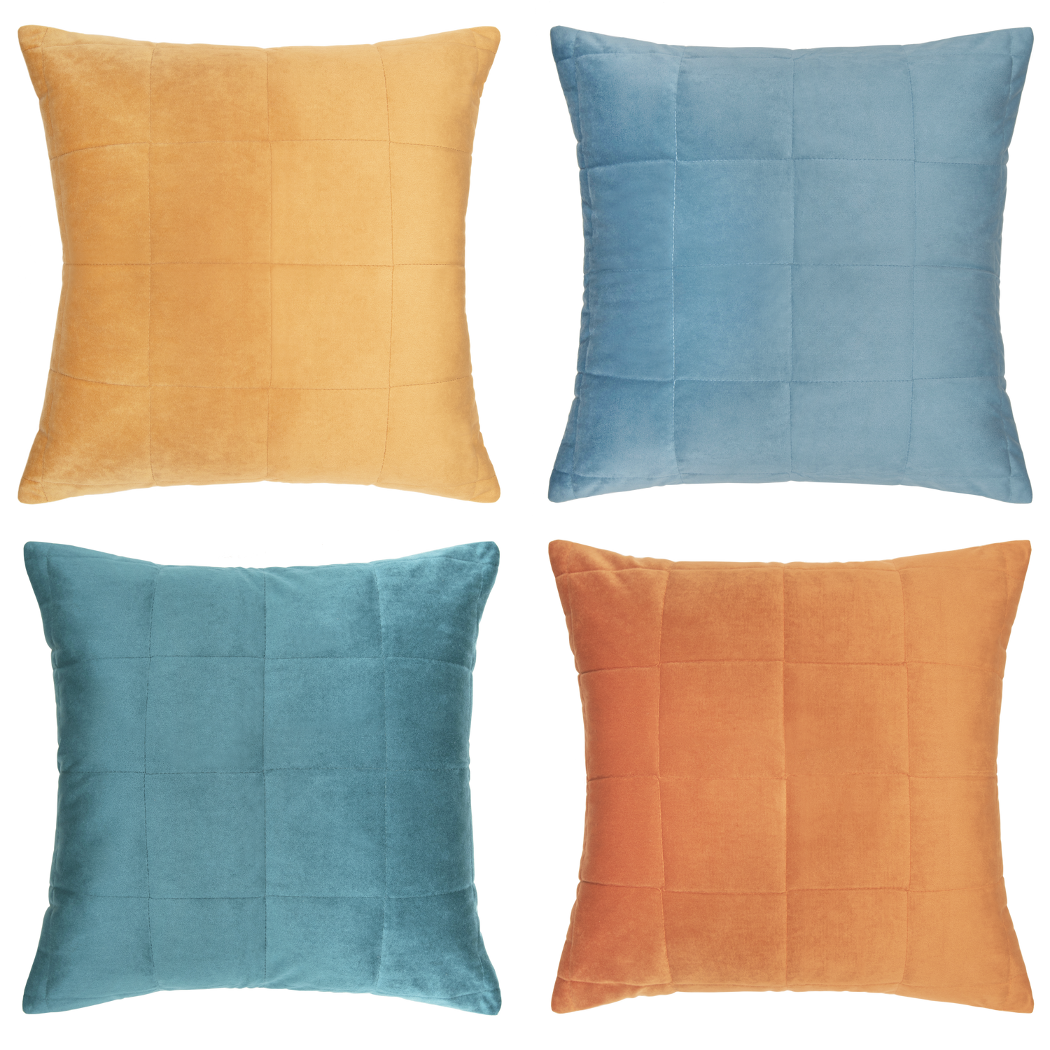 throw pillow covers velvet grid quilted yellow green orange blue soft 18 inch