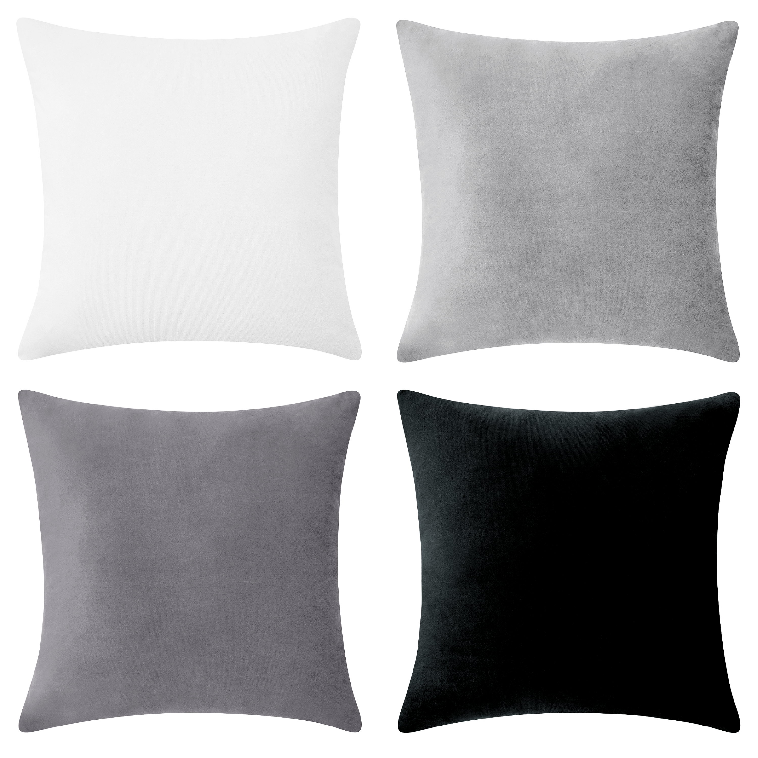 velvet decorative throw pillows black white gray grey home decor square 