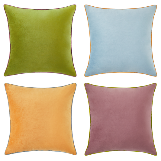 green purple yellow light blue decorative throw pillow covers piping soft reversible square home decor