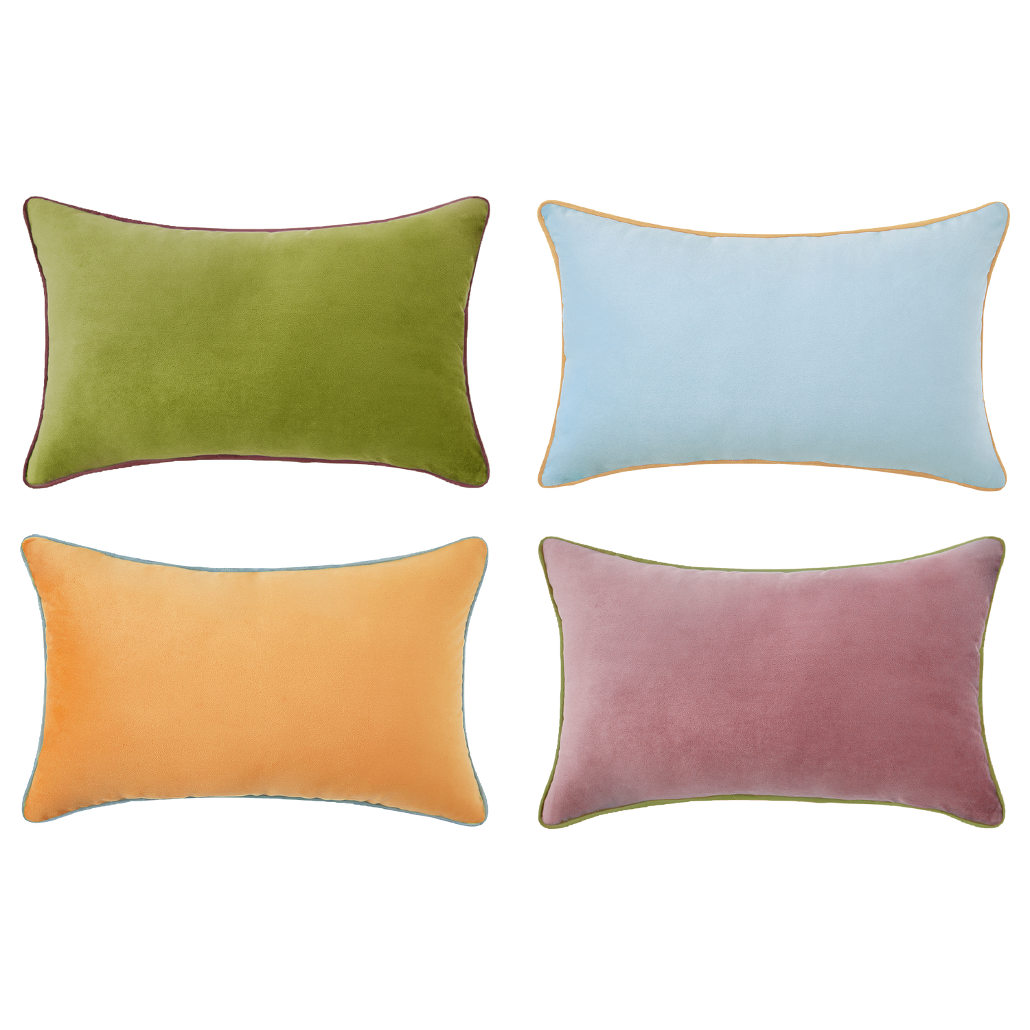 green purple yellow light blue decorative throw pillow covers piping soft reversible rectangle home decor