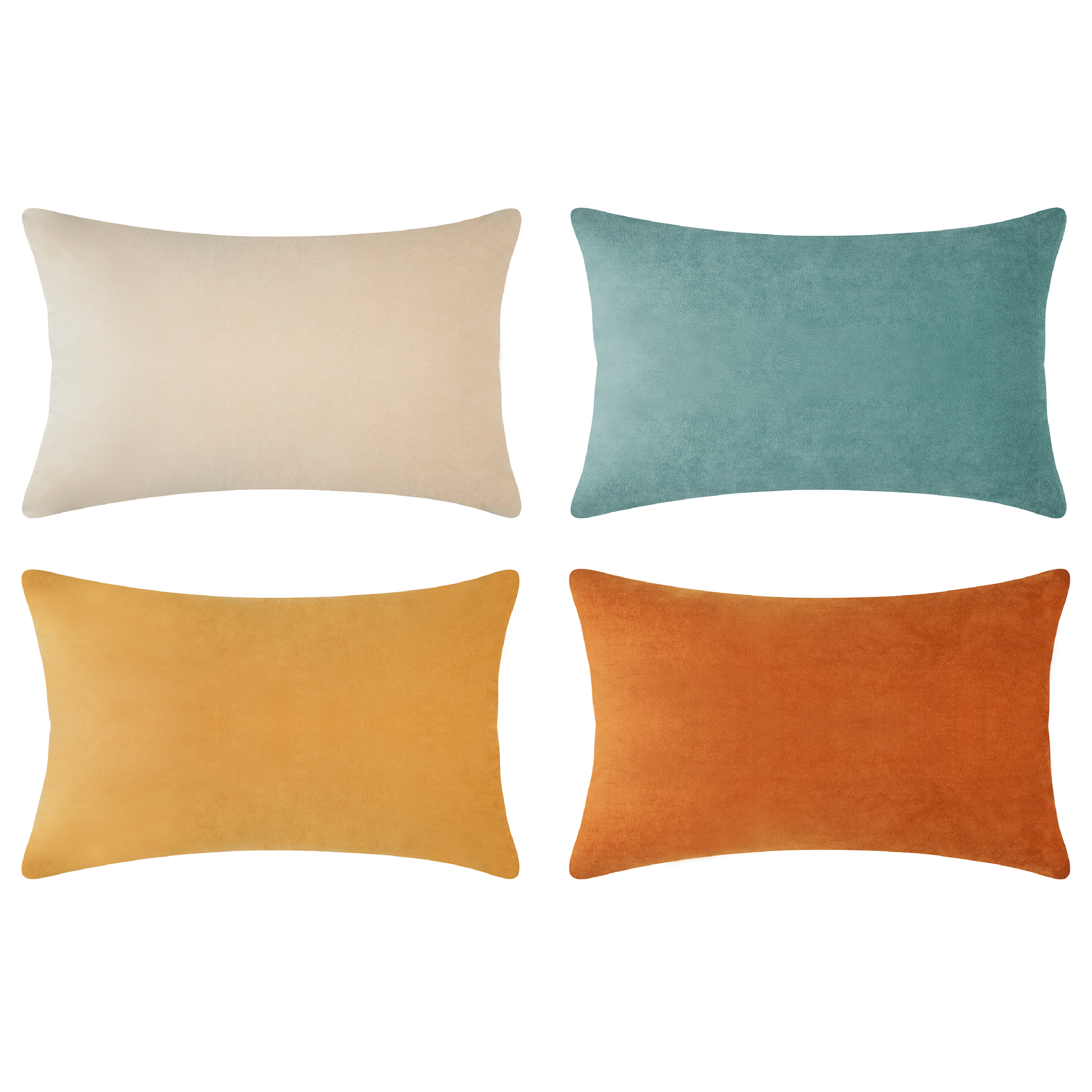orange teal yellow beige velvet decorative throw pillow covers rectangle home decor
