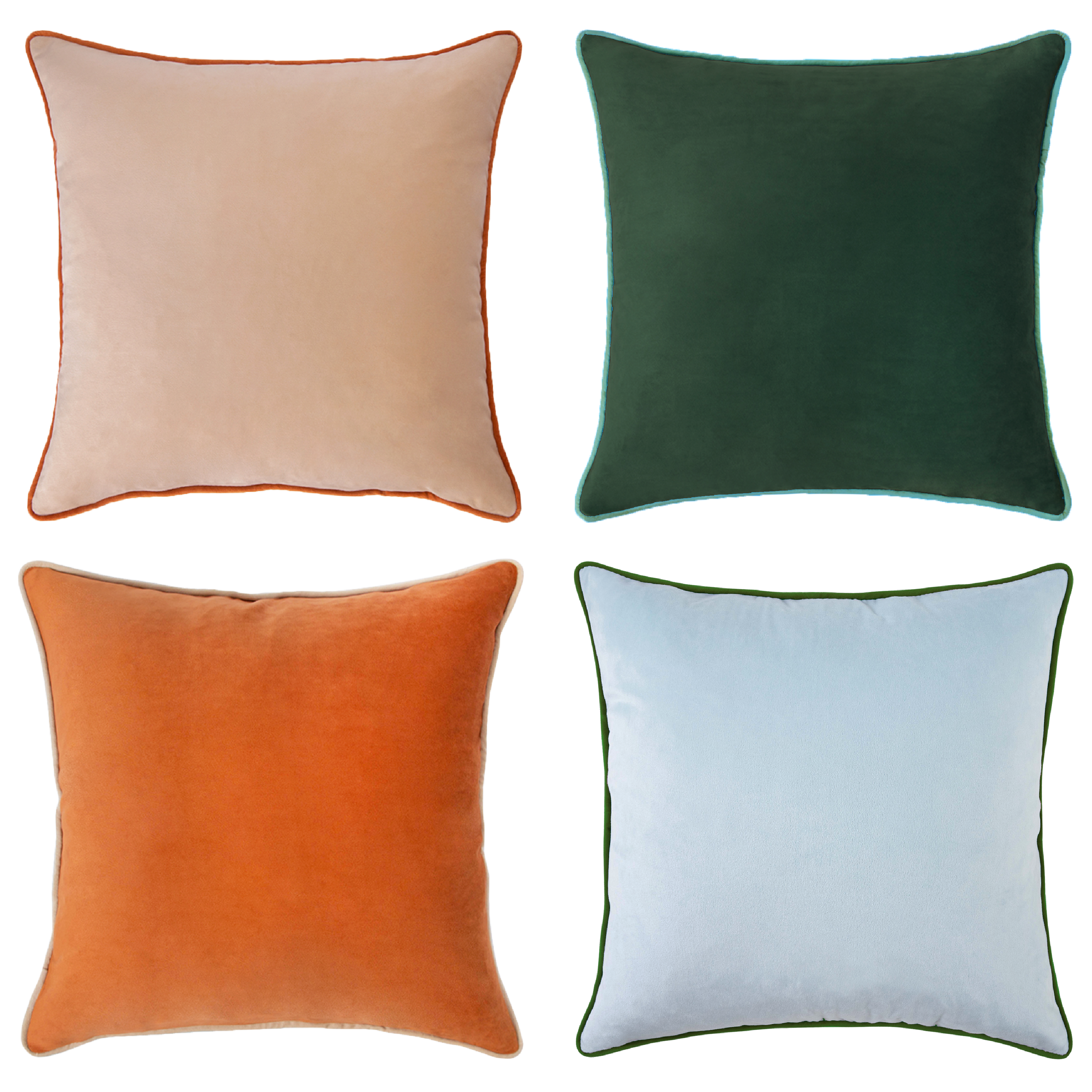 orange green beige light blue velvet pillow covers decorative soft square home decor