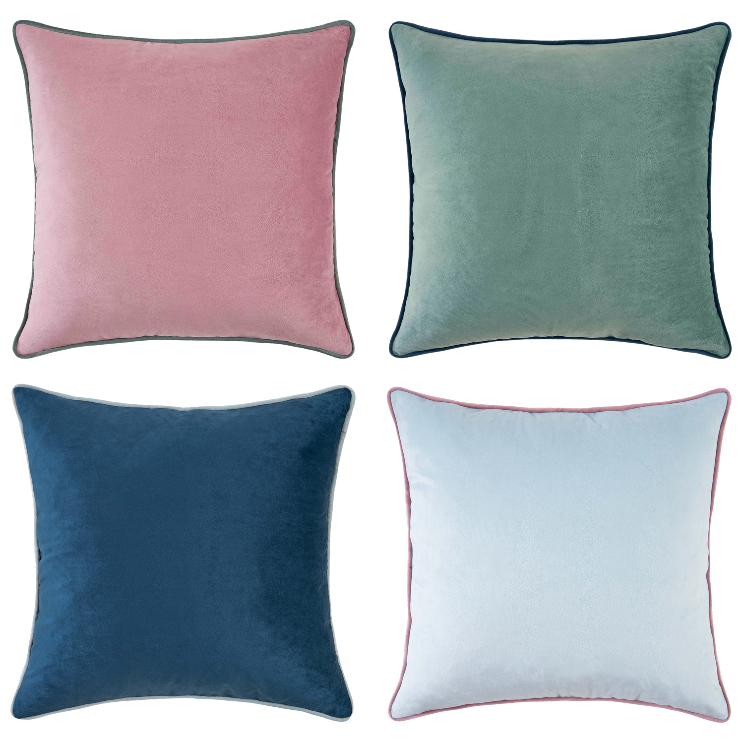 green pink teal blue light decorative throw pillow covers piping soft reversible square home decor