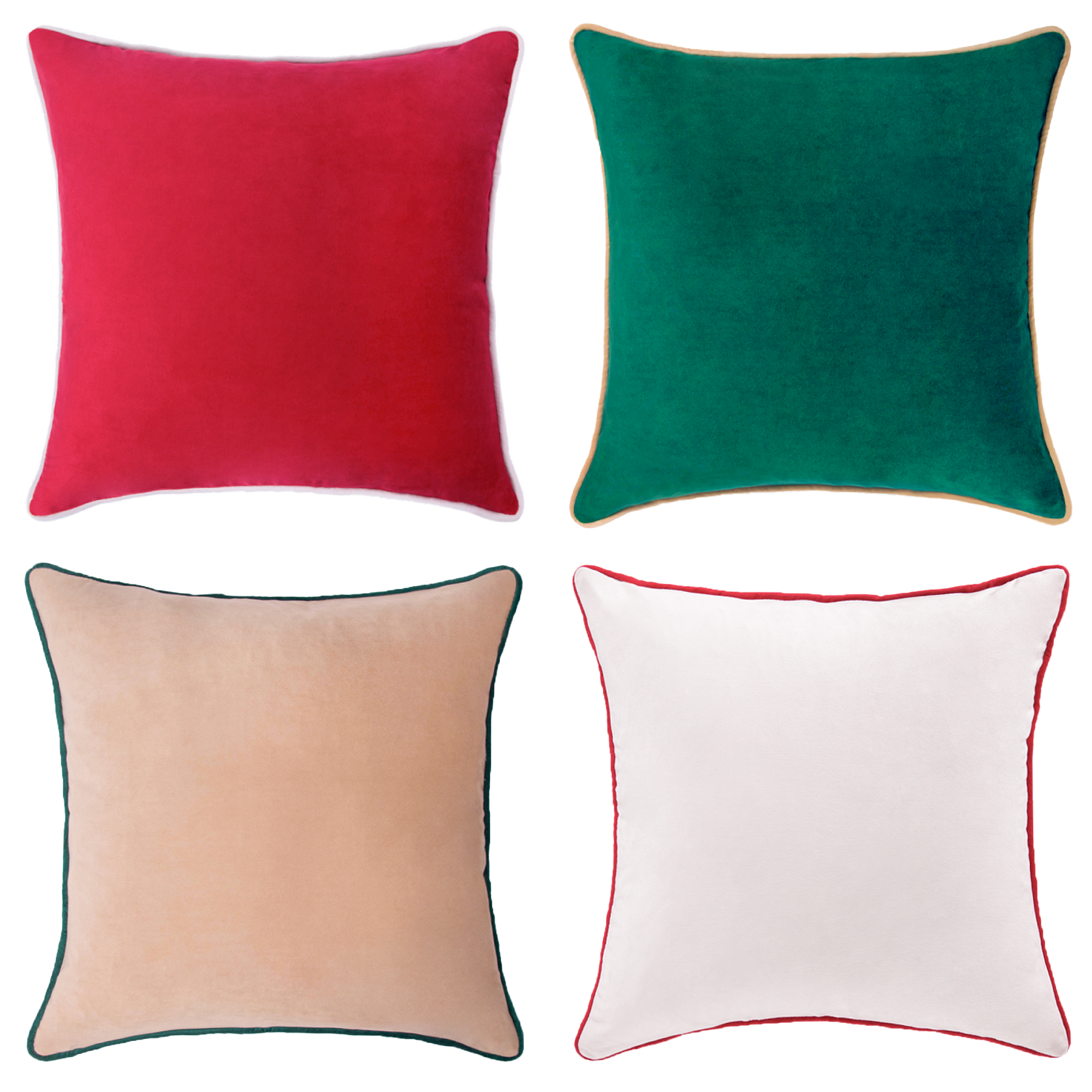 red green white Christmas decorative throw pillow covers piping soft reversible square home decor