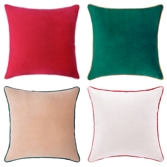 red green white Christmas decorative throw pillow covers piping soft reversible square home decor