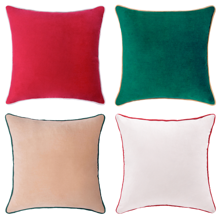 red green white Christmas decorative throw pillow covers piping soft reversible square home decor
