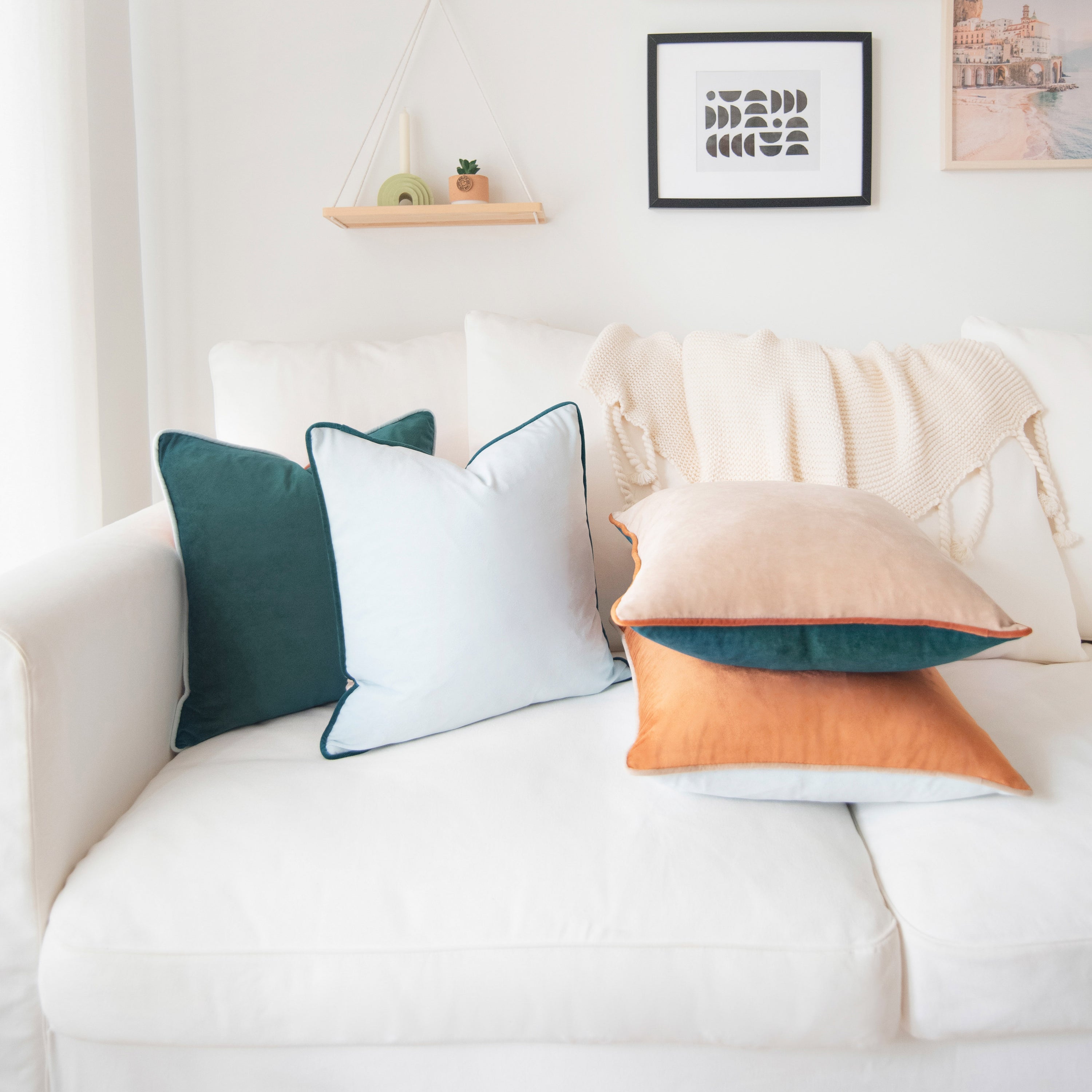 orange green beige light blue velvet pillow covers decorative soft square home decor
