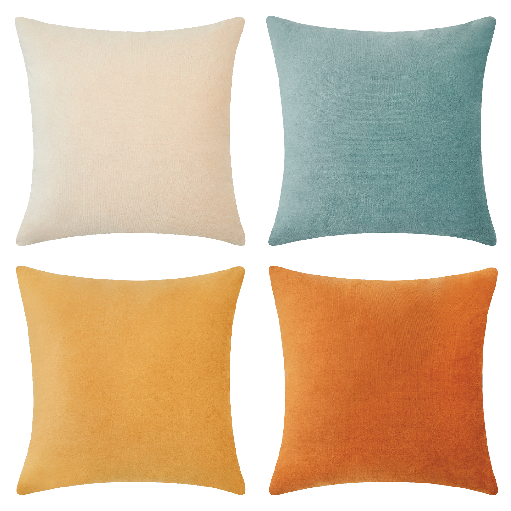 orange teal yellow beige velvet decorative throw pillow covers square home decor