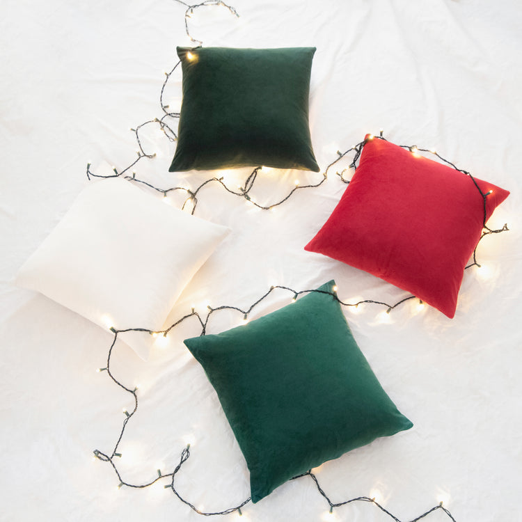 red green white christmas set of four velvet decorative throw pillow covers solid