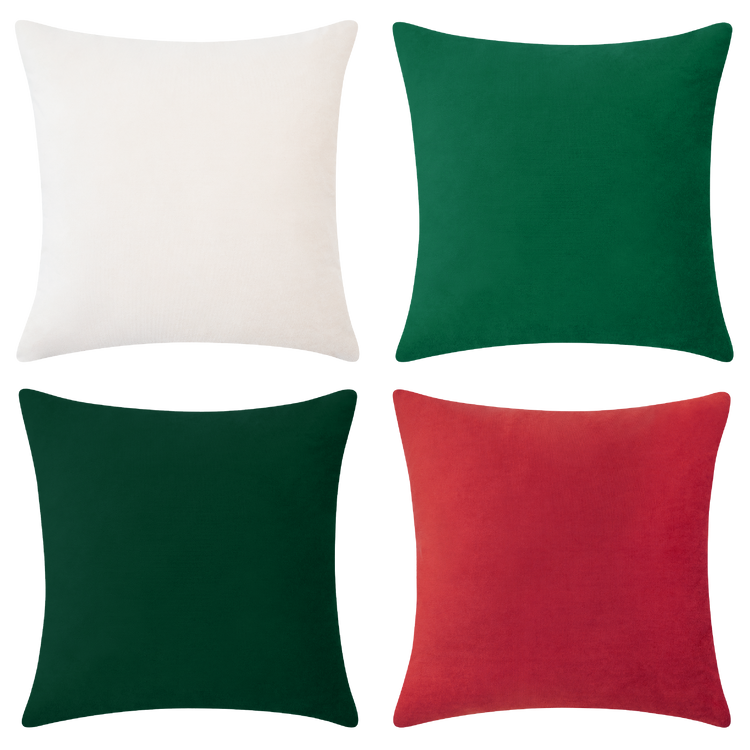  red green white christmas set of four velvet decorative throw pillow covers solid