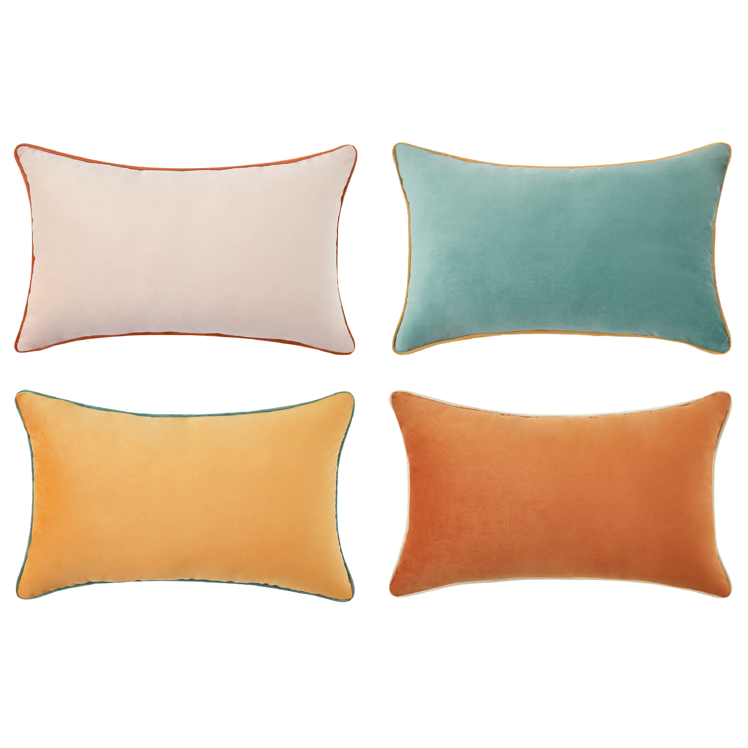 beige yellow teal orange decorative throw pillow covers piping soft reversible rectangle home decor